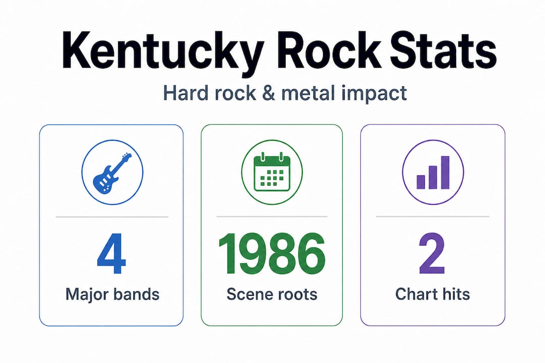 Infographic showing Kentucky rock and metal statistics