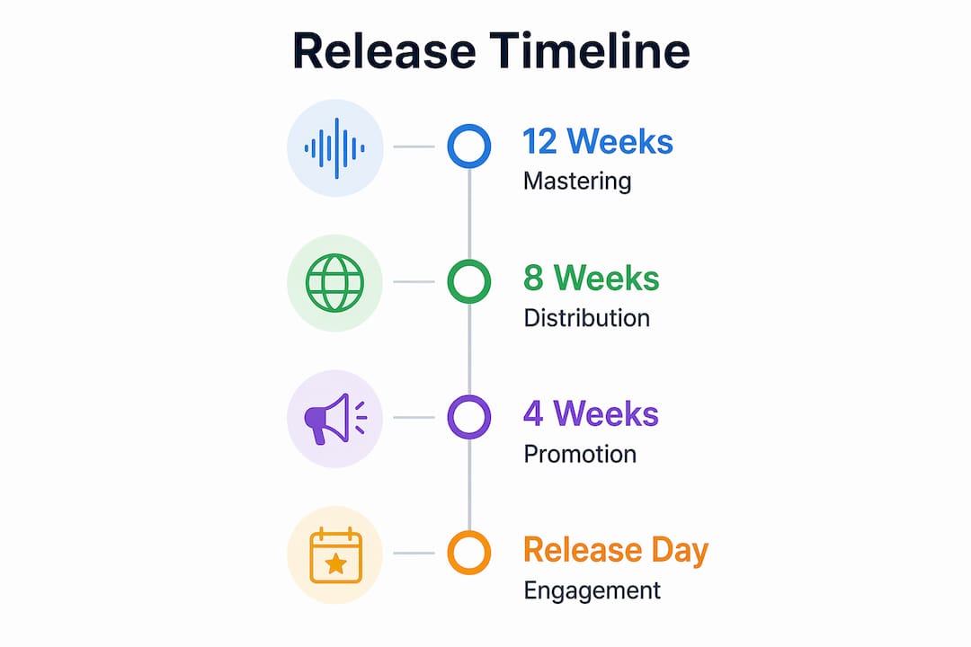 Infographic showing music release timeline steps
