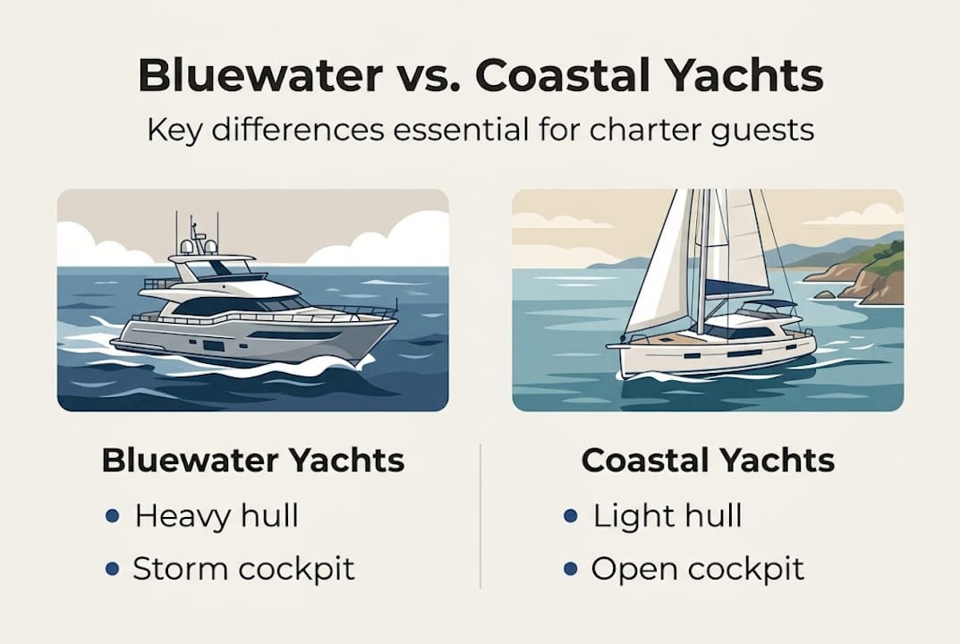 Infographic comparing bluewater and coastal yachts