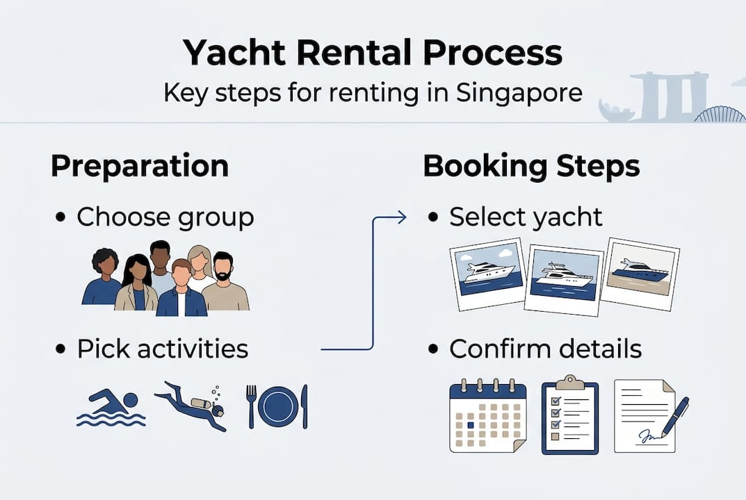 Infographic showing yacht rental steps