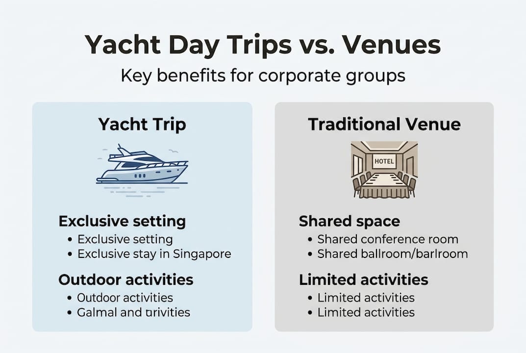 Infographic comparing yacht trips and traditional venues