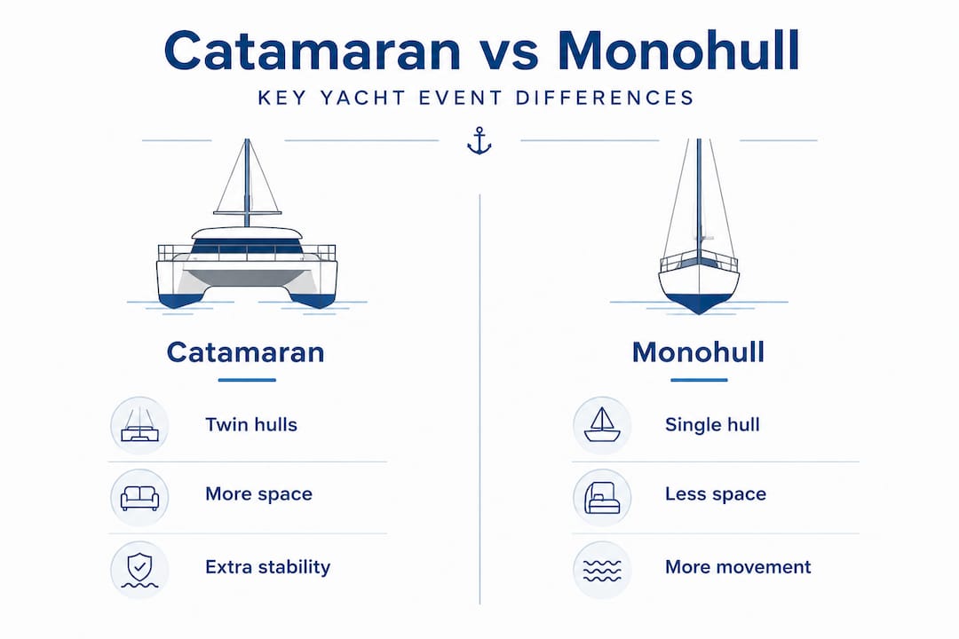 Infographic comparing catamarans and monohull yachts