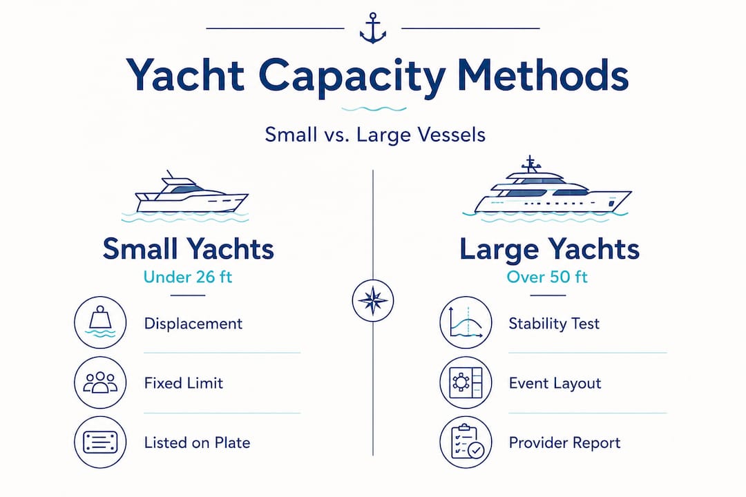 Comparison of yacht capacity methods for vessel sizes