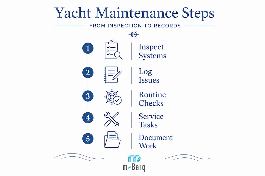 Infographic of yacht maintenance process steps