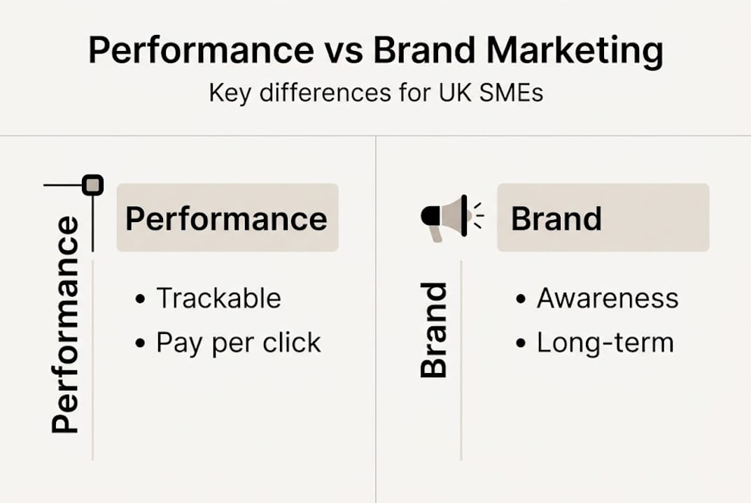 Infographic comparing performance and brand marketing