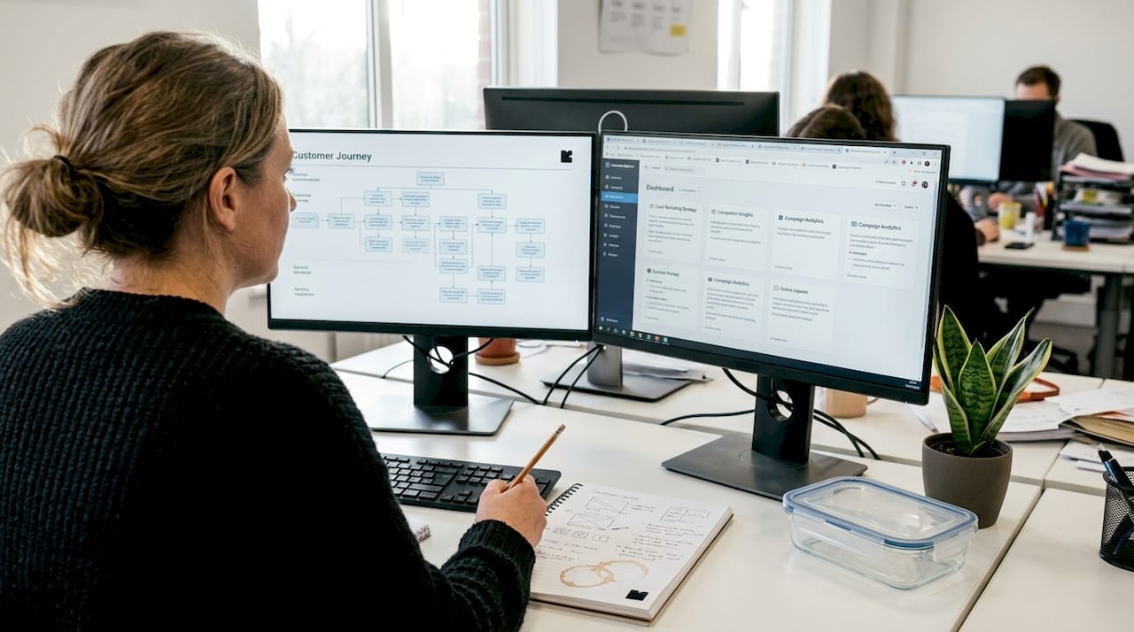 Marketing manager studying customer journey maps