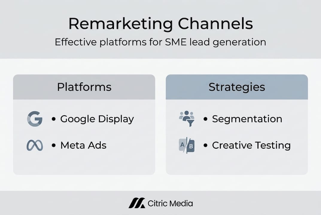 Infographic showing remarketing channels and strategies