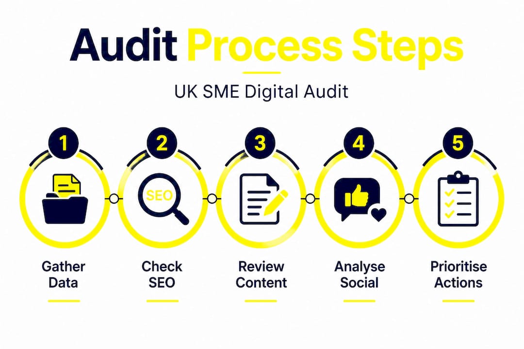 Infographic showing steps in digital marketing audit