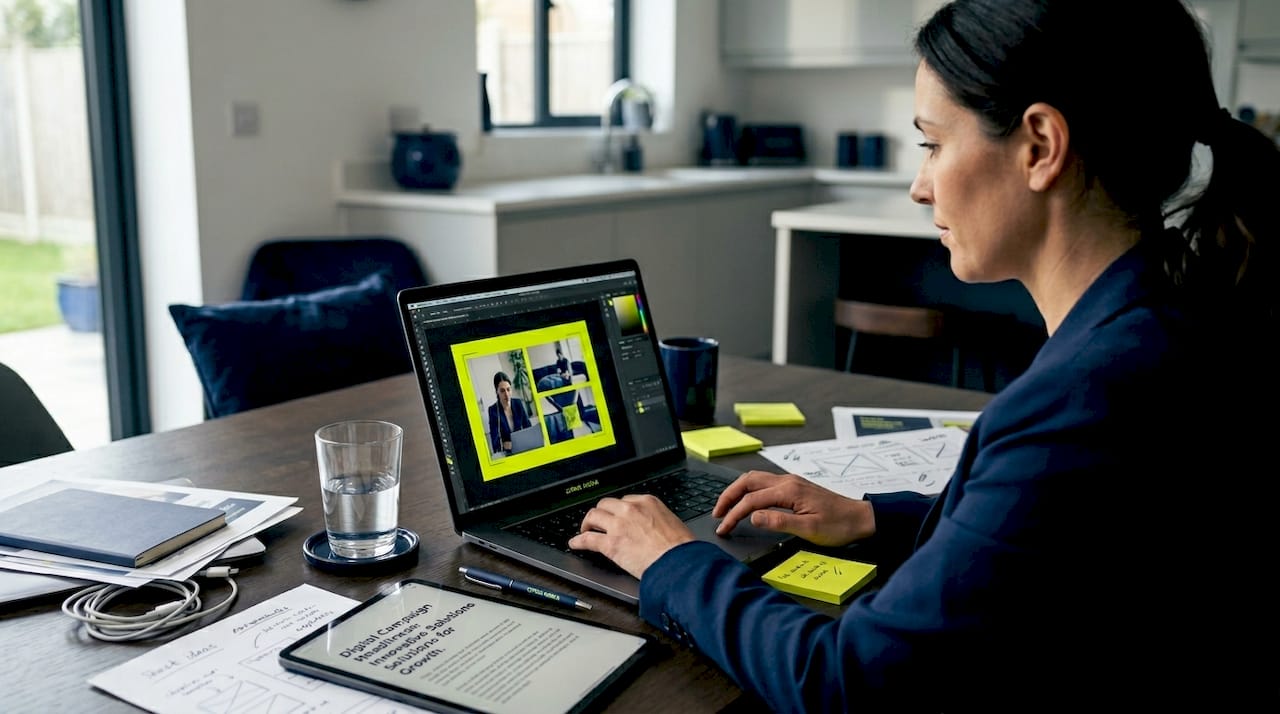 Marketer preparing creative ad assets