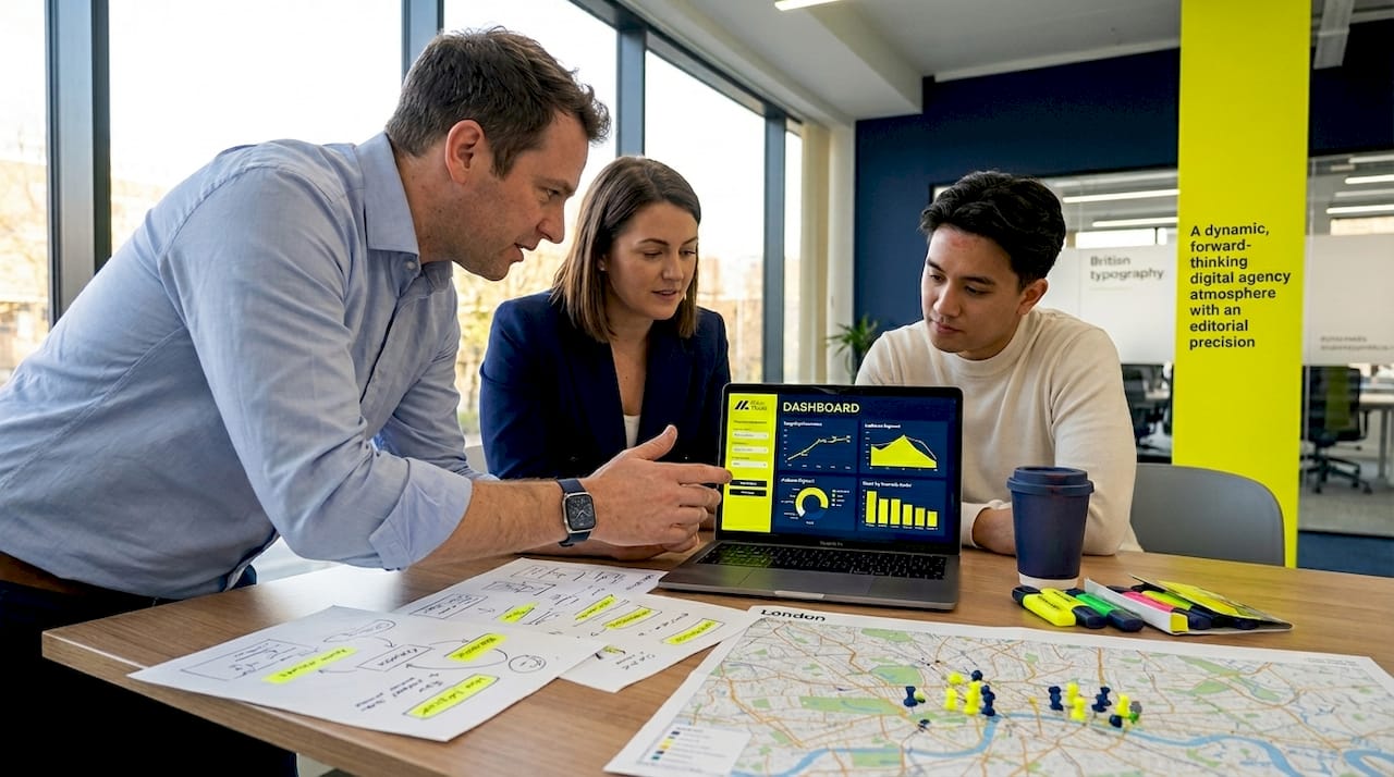 Team reviewing audience targeting campaign together