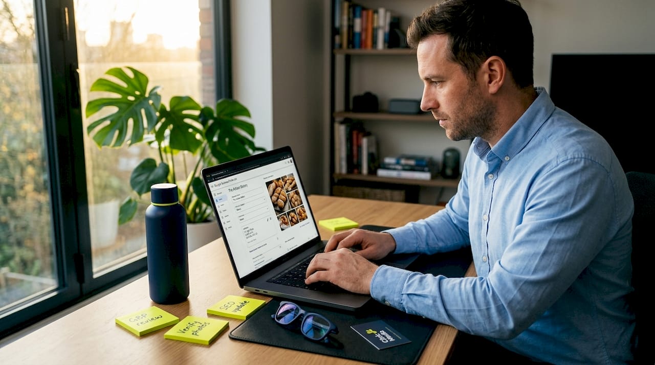 Professional updating Google Business Profile on desktop