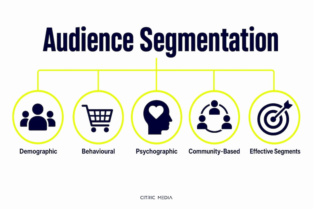 Infographic showing main audience segmentation techniques