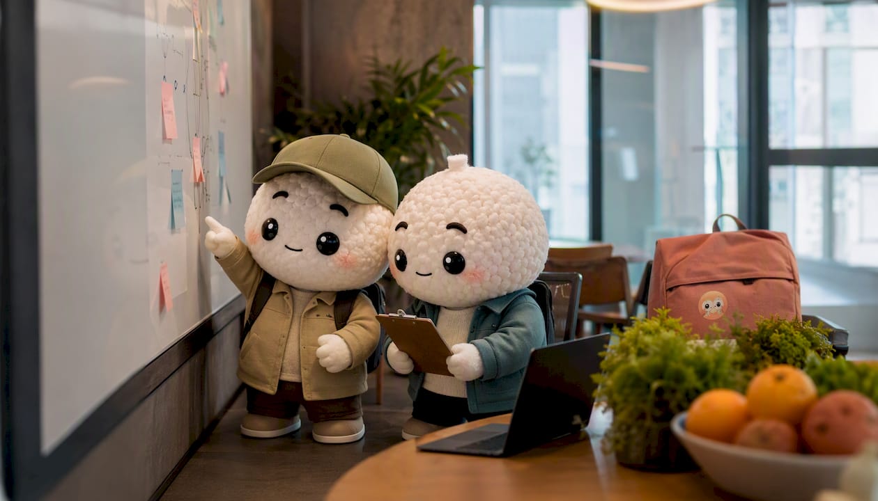 Kawaii rice-ball explorers planning schedule