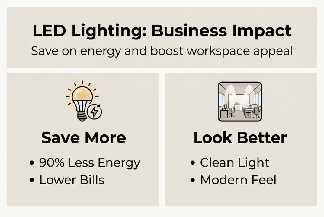 Infographic showing energy savings and workspace appeal