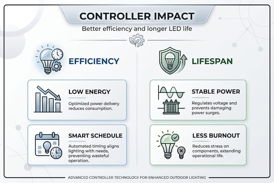 Infographic about lighting controller efficiency and lifespan