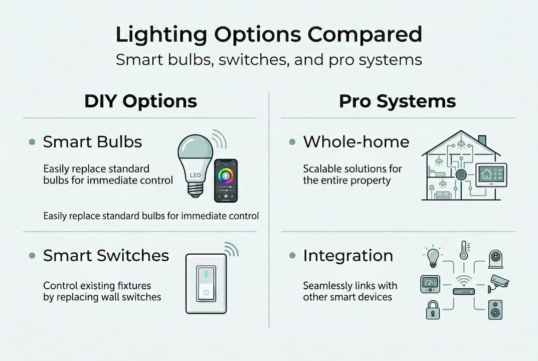 Infographic comparing lighting automation options