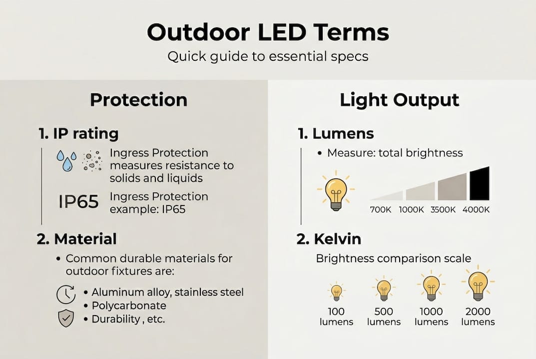 Infographic summarizing outdoor LED terminology