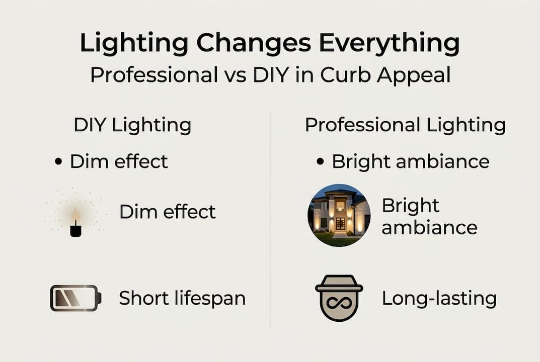 Infographic comparing DIY and professional lighting