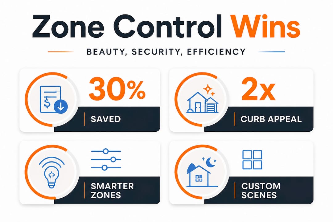 Infographic showing key lighting zone control benefits