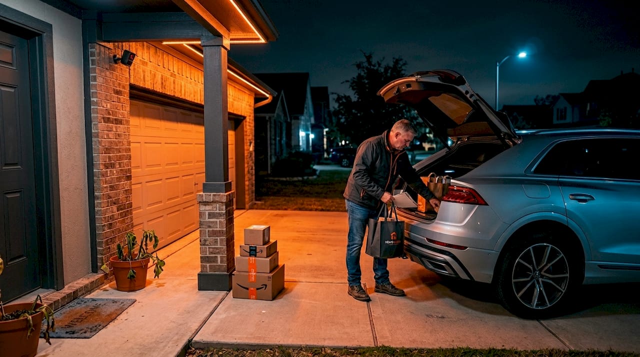 Permanent LED security lighting at home’s entryway