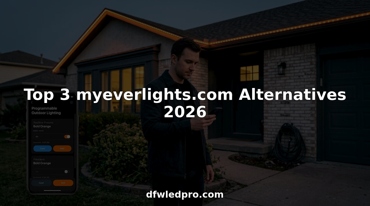 Homeowner using smartphone for outdoor LED lighting