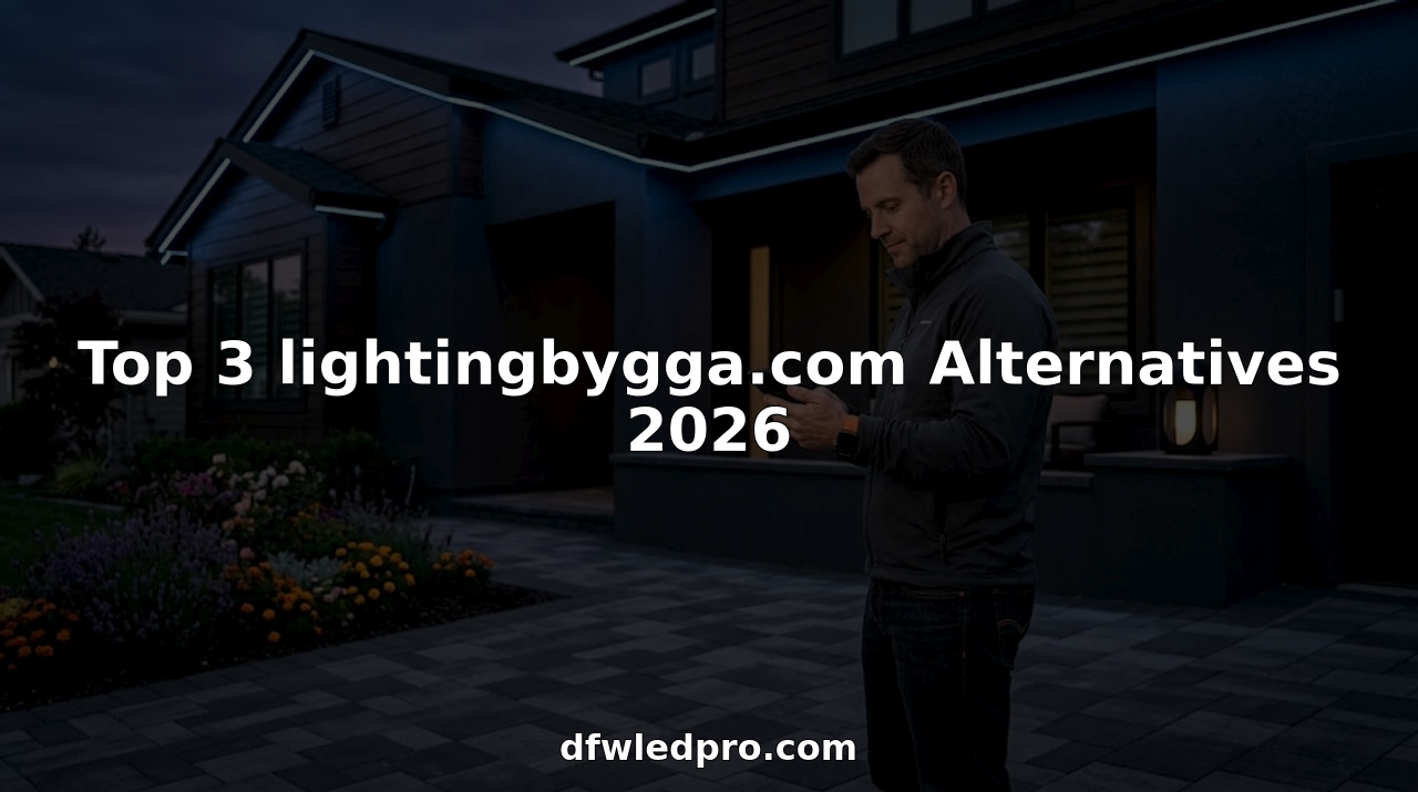 Homeowner adjusting outdoor LED lighting at dusk