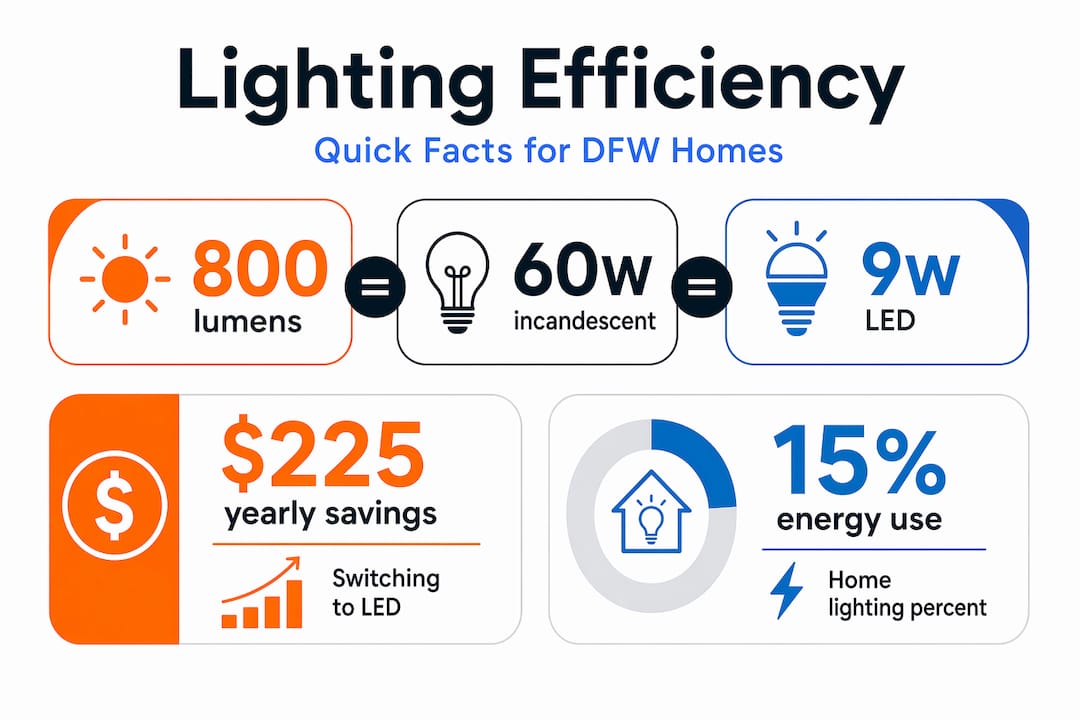 Infographic with lighting efficiency key statistics