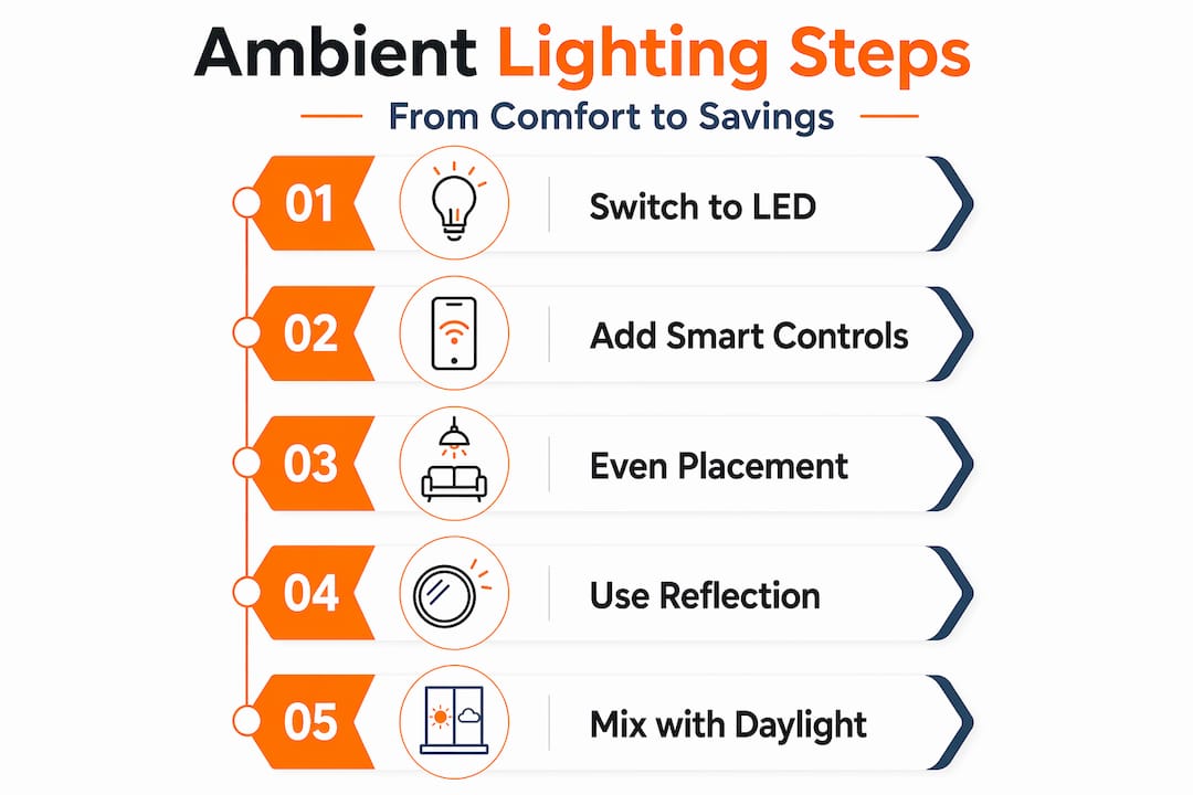 Infographic on five steps to better ambient lighting