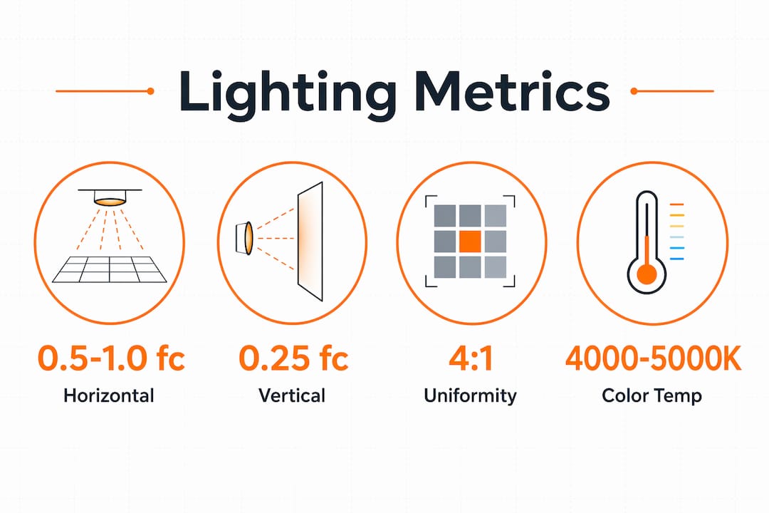Infographic with key security lighting metrics