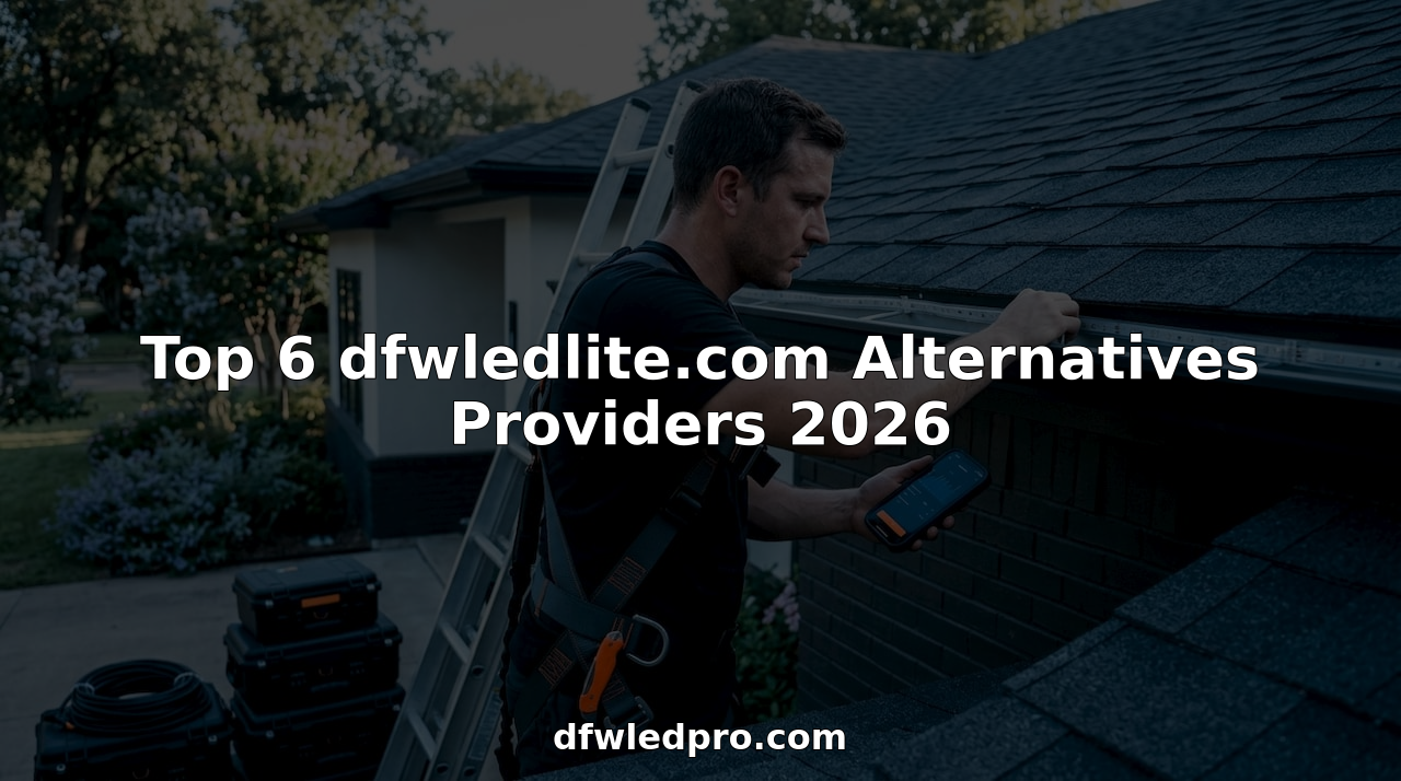 Technician installing outdoor LED lighting on house roofline