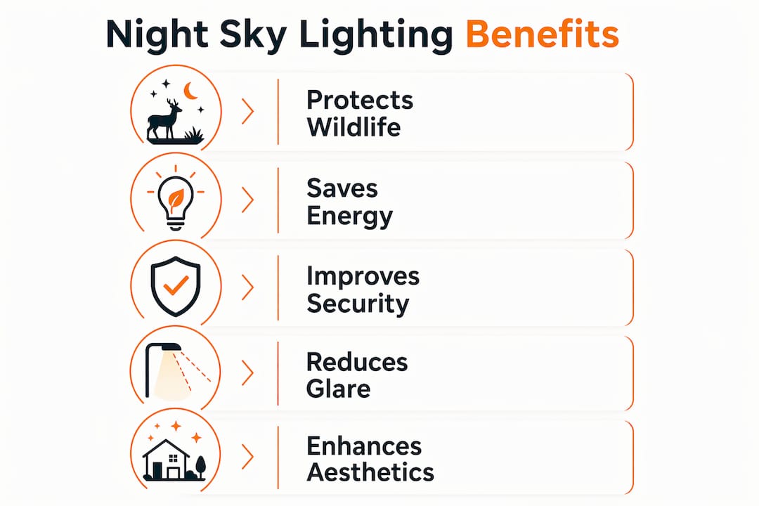 Infographic showing benefits of night sky friendly lighting