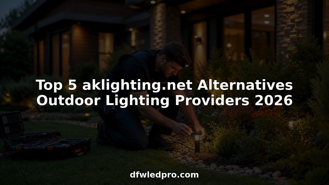 Technician installing outdoor LED lighting at home garden