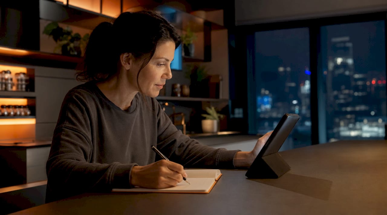 Homeowner programming lighting sequence on tablet
