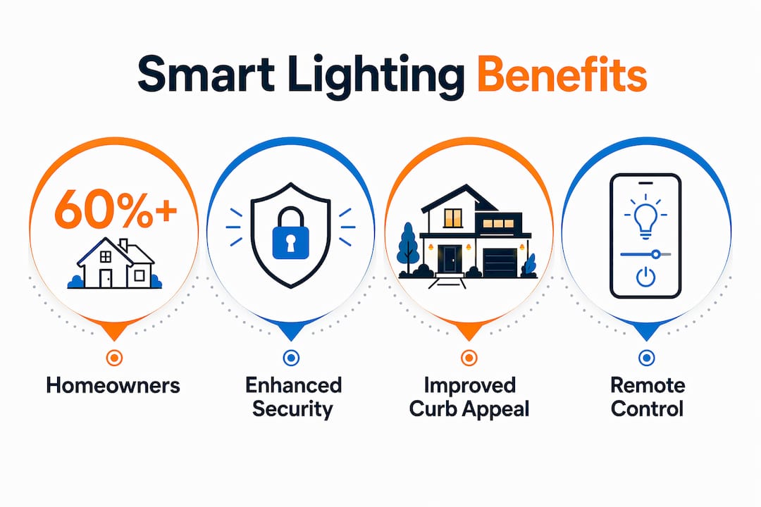 Infographic showing key benefits of smart outdoor lighting