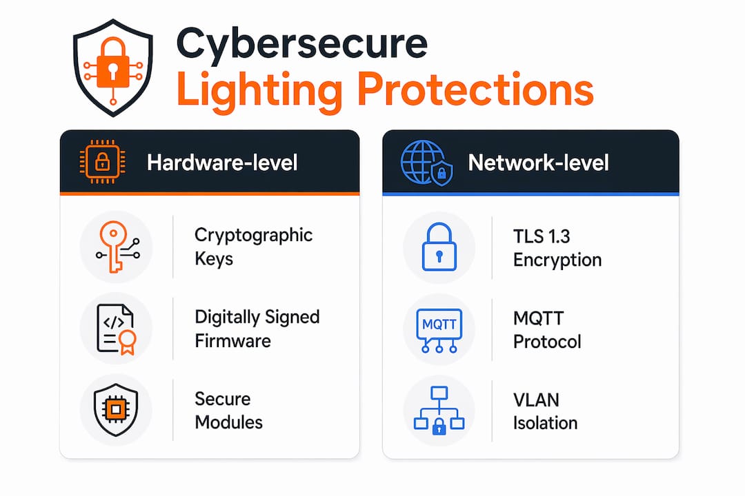 Infographic showing hardware and network lighting protections