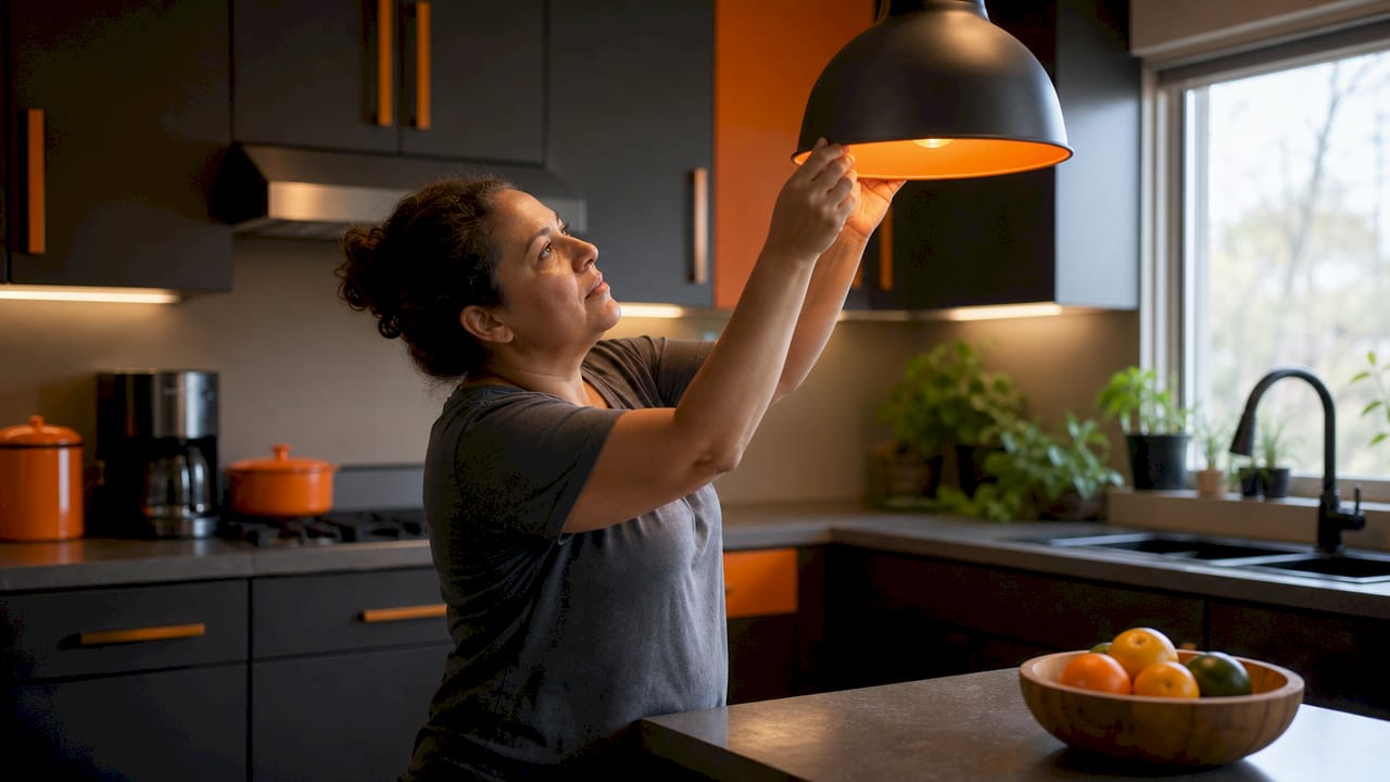 Homeowner adjusting recessed glare control light
