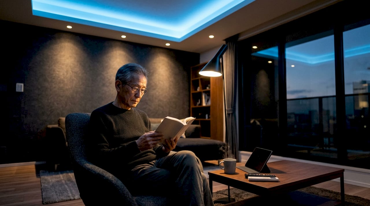 Living room with layered indirect lighting design