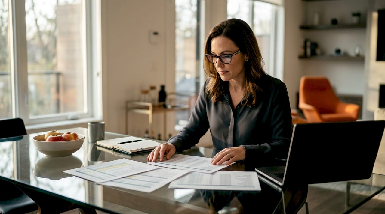 Hands reviewing home improvement financial documents