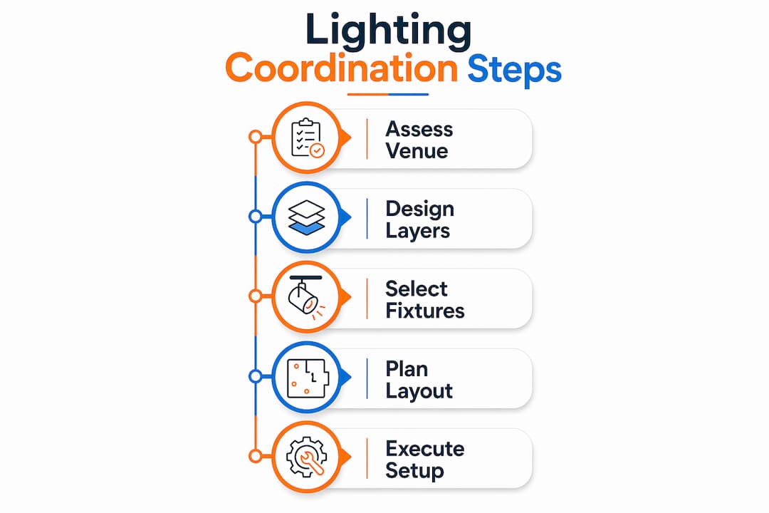 Infographic showing event lighting coordination steps