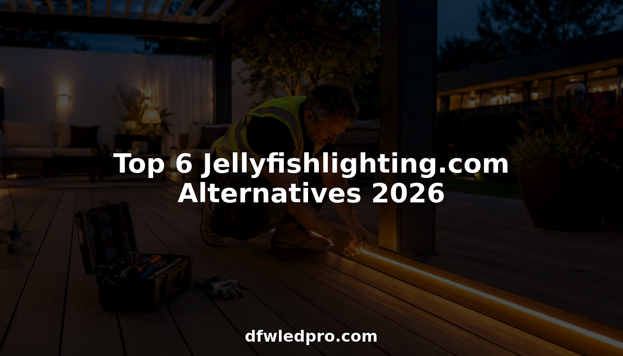 Technician installing LED roofline lights outdoors