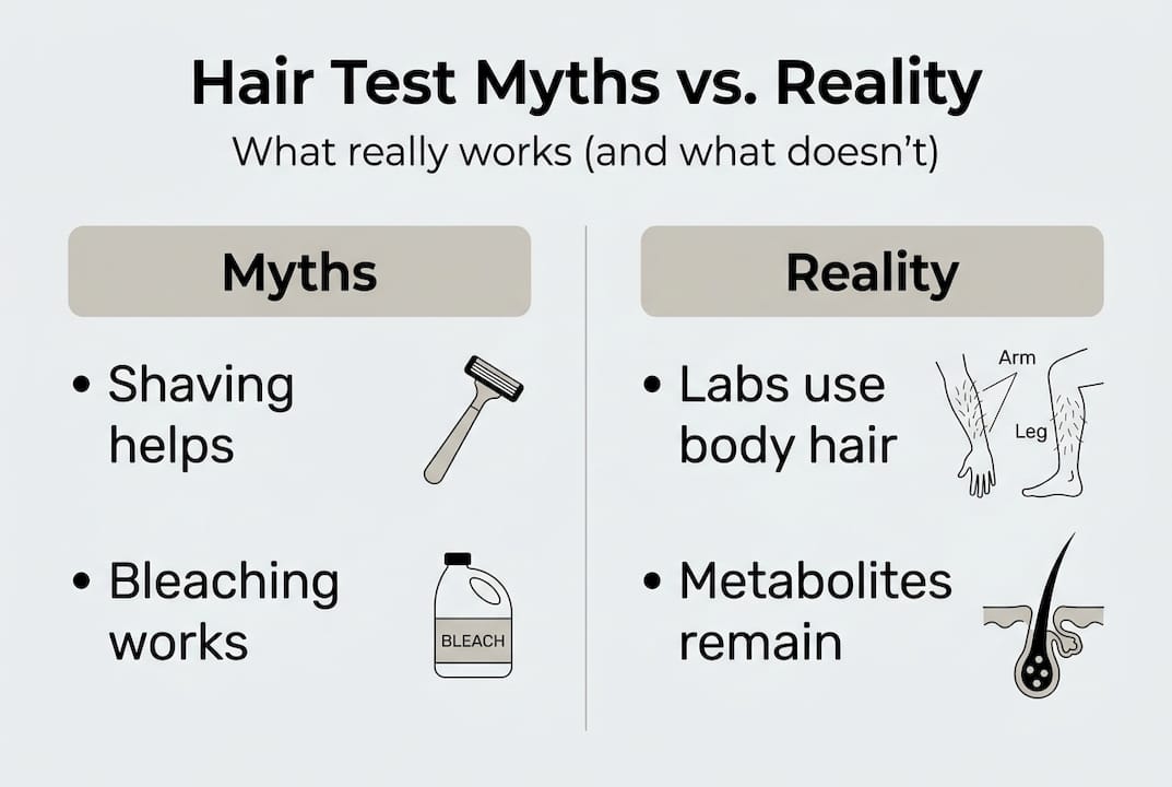 Infographic comparing hair test myths and realities