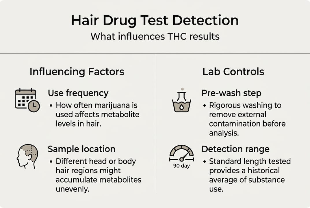Infographic showing factors affecting hair drug test