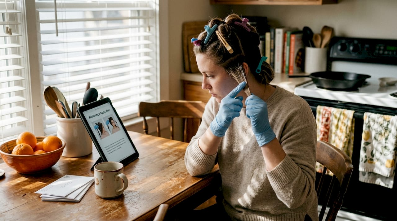 Woman applies Macujo method hair cleanser