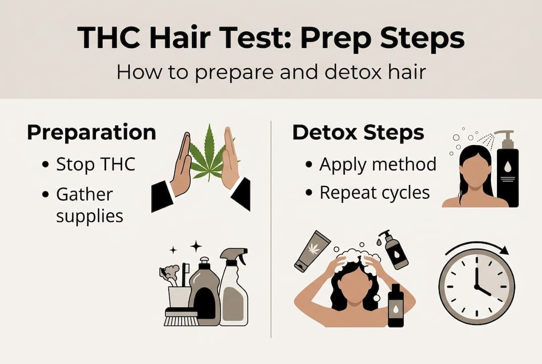 Infographic showing hair test detox steps