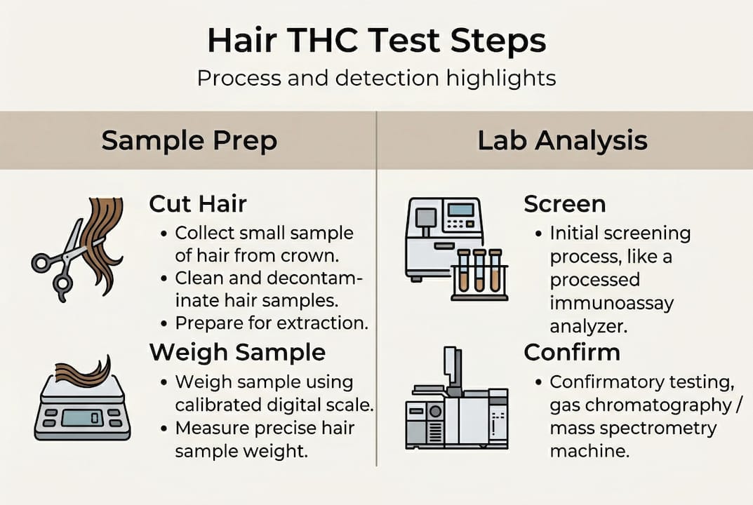 Hair THC test process minimal infographic