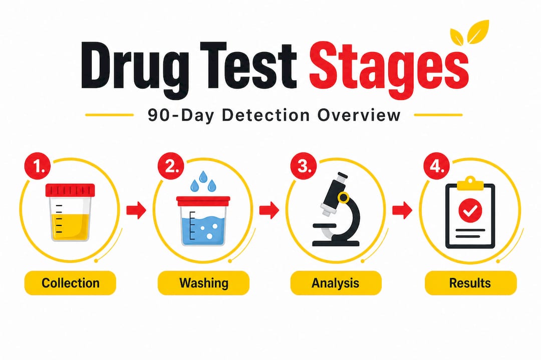 Vertical flow chart of hair test stages