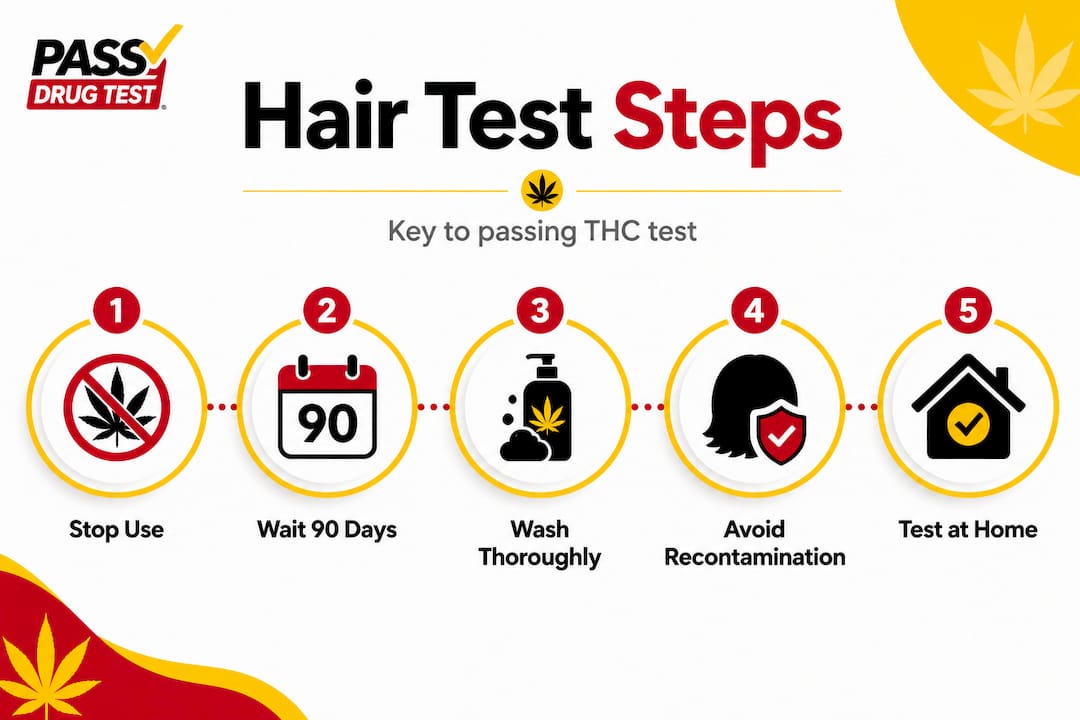 Infographic with five steps for hair drug test