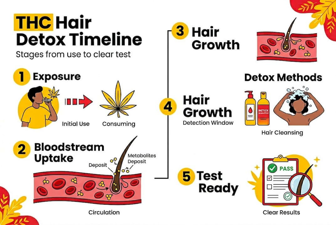 Infographic: THC hair detox step-by-step stages