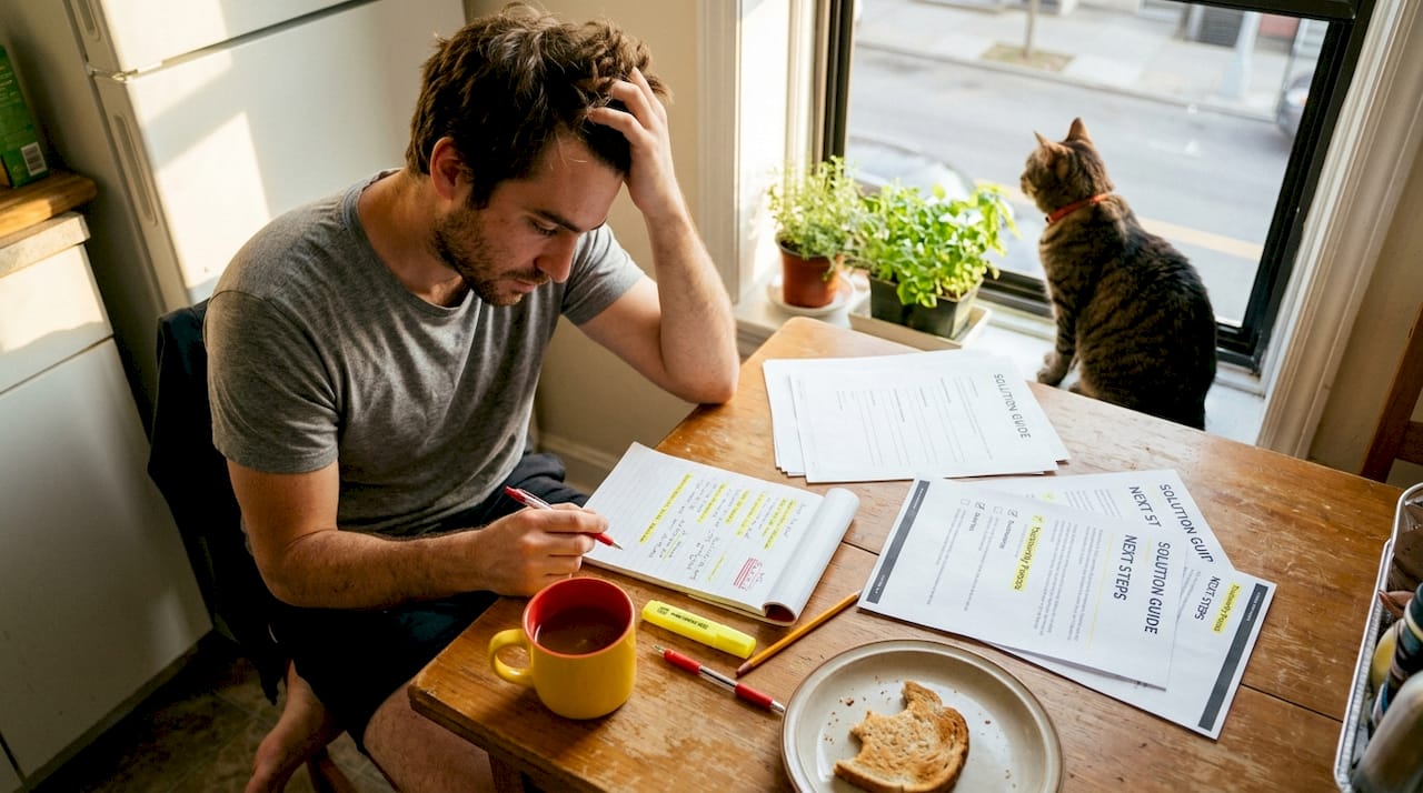 Man reviewing notes on hair test risk