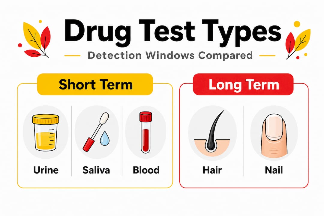 Infographic comparing drug test types and detection windows